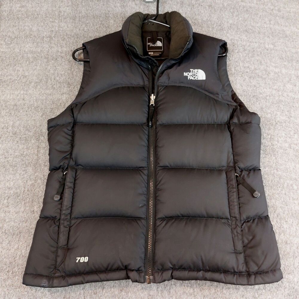 The North Face Nuptse 700 Down Fill Puffer Vest Women's Small Black Zip Up